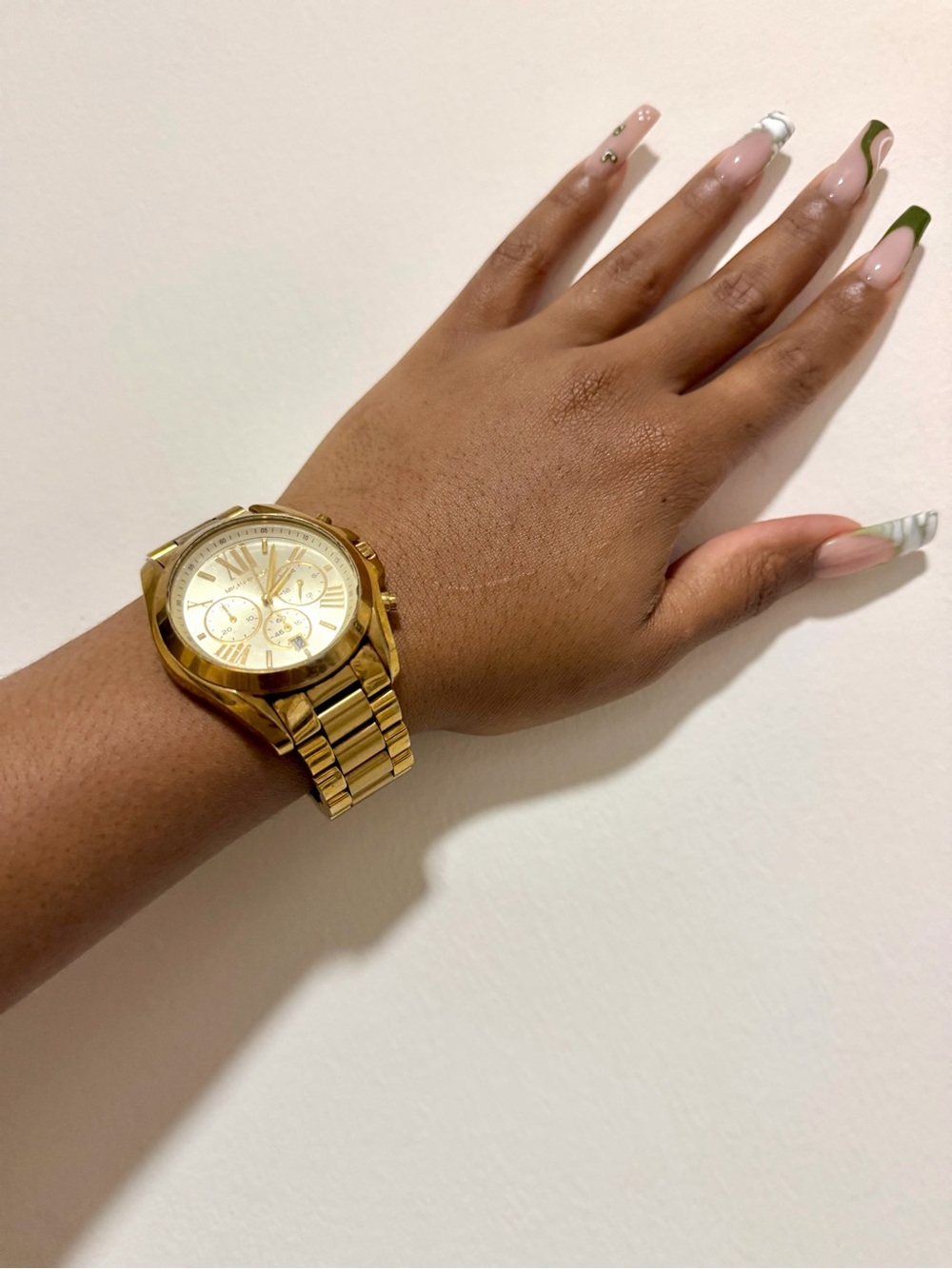 Michael Kors Gold Women's Chronograph Bracelet Watch with Champagne Dial